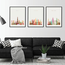 Paris New York London City Skyline Nordic Posters And Prints Wall Art Canvas Painting Wall Pictures For Living Room Home Decor 2024 - buy cheap