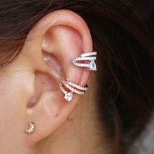 1 pc Trendy Small cute Ear Cuff Earrings for Women 3Rows Rhinestone aaa cz Earrings for girls kids minimal delicate earring 2024 - buy cheap
