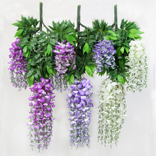 Flores de seda flor Artificial Wisteria Vine Rattan para o natal início Garden Hotel decoração do casamento 2024 - compre barato