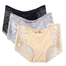 Women's Lace Panties Seamless Mid Waist Panties Sliming Brief Transparent Sexy Lingerie Underwear 2024 - buy cheap