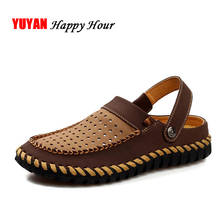 100% Genuine Leather Sandals Men Flat Heel Summer Shoes 2019 Mens Sandals Male Casual Brand Shoes Soft Beach Sandals CH2076 2024 - buy cheap
