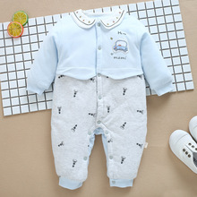 Высококачественная одежда для новорожденных, хлопковый мягкий теплый комбинезон с длинным рукавом для маленьких мальчиков и девочек 2024 - купить недорого