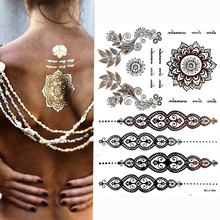 1pc ouro tira flash metálico inspirar tatuagem à prova dindia água índia sun henna flor pulseira temporária tatuagem adesivo papel 2024 - compre barato