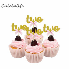 Chicinlife-conjunto de decorações para festa, 10 pçs, dois topos para cupcake, canudo, decoração de festa de aniversário, 2 toppers, aniversário 2024 - compre barato