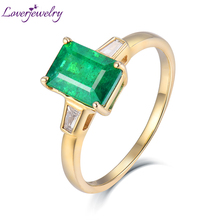 LOVERJEWELRY Solid 14Kt Gold Natural Zambia Emerald Diamonds Wedding Engagement Za Brand Rings For Women Valentine's Day Gifts 2024 - buy cheap