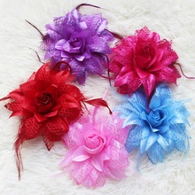 Big Head Flower Feather Fashion 9 Colors Beach Clip Brooch Wedding Hairpin Headwear Accessories 2024 - buy cheap