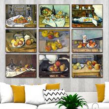 Quadros de parede para decoração caseira, quadros decorativos para sala de estar, pôster de tela, pintura a óleo de frutas, franceses, paul cezanne 2024 - compre barato