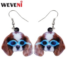 WEVENI Acrylic Sunglasses Cavalier King Charles Spaniel Dog Earrings Long Drop Dangle Women Girl Animal Jewelry Charms Wholesale 2024 - buy cheap