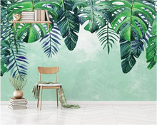 beibehang Customize wallpaper HD Nordic minimalist hand-painted small fresh tropical leaves TV sofa background wall 3d wallpaper 2024 - buy cheap