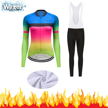 Conjunto de roupa térmica feminina para ciclismo, camisa de inverno 2021 de lã térmica para bicicleta, traje esportivo mtb com vestido 2024 - compre barato