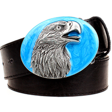 Wild personality Men's belt metal buckle American bald eagle male leather belt western cowboy style belts trend men gift 2024 - buy cheap