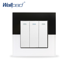Interruptor de pared Wallpad de 3 entradas, 110V-250V, marco de vidrio de Piano de lujo para UE y Reino Unido, interruptor inteligente de 3 entradas y 2 vías, interruptor de luz de pared 2024 - compra barato