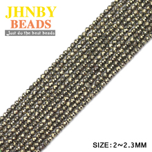 Jhnby 2mm facetado ouro minério bola redonda pequena pedra natural 38cm strand grânulos soltos para jóias pulseiras fazendo diy acessórios 2024 - compre barato