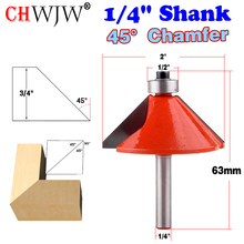 1PC 1/4" Shank 45 Degree Chamfer Edge Forming Router Bit woodworking cutter woodworking bits - Chwjw 2024 - buy cheap