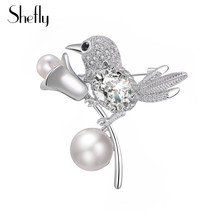 Bird Animal Luxurious Brooches Pins  Plated Clear Austria Crystal Imitation Pearl For Women Gifts & Broches De Strass Luxo 2024 - buy cheap