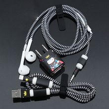 Protetor de cabo de carregamento usb 3 em 1, fone de ouvido tpu espiral para gerenciamento de fios com proteção para cabo de iphone 5 porcelana 6 7 8 2024 - compre barato