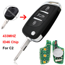 Llave de coche inteligente con 3 botones, mando a distancia, 433MHz, Chip ID46, hoja sin cortar, para Citroen C2 2024 - compra barato
