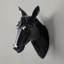 Cabeza de caballo tridimensional, cabeza de ciervo, decoración colgante de pared, casa, habitación, porche, escultura artesanal 2024 - compra barato