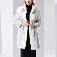 Nova Arrivall Fur Real Mink Pelt Completa Mink Fur Coat Para Mulheres Jaqueta de Inverno Outwear com gola De Pele Real longo 2024 - compre barato