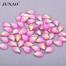 JUNAO-Aplique de diamantes de imitación para manualidades, 200 piezas, 8x13mm, rosa brillante, AB 2024 - compra barato