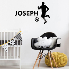 Athlete play football Wall Sticker Personalised Custom Name Vinyl decal Home Decor child bedroom Soccer poster mural EB655 2024 - buy cheap