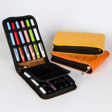 Estuche de metal de alta calidad para bolígrafos, bolsa de cuero Pu naranja para bolígrafos, bolsa de lápices de regalo de lujo, 12 Uds. 2024 - compra barato