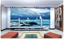 Custom 3d tv wallpapers and backgrounds murals The seaside scenery sea TV setting wall paper 3d wallpaper for living room 2024 - buy cheap