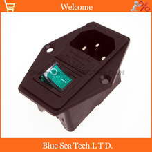 Interruptor rocker 3 em 1 com luz verde, fusível embutido, tomada de soquete de potência 4 pinos, 15a, 250v com fusível bloco + fusível 10a