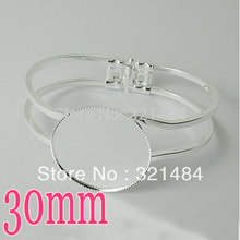 Wholesale 100pcs Silver plated 30mm Round Bangle Bracelet Blank Base Tray Bezel Cabochon Setting 2024 - buy cheap