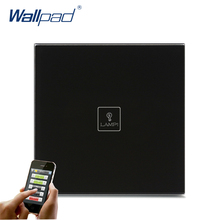 Hot Wifi Remote Wallpad Black Glass Switch Android IOS EU UK 1 Gang APP Wireless WIFI Remote Touch Control Sensor Light Switch 2024 - buy cheap
