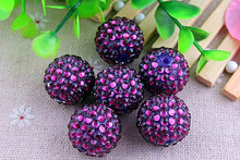 Kwoi vita Grape Purple color  Resin Rhinestone Ball  beads  Wholesales  AAA Quality 20mm Chunky 100pcs/lotfor Kids Girl  Jewelry 2024 - buy cheap