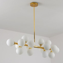Nordic white glass ball pendant chandelier led G4 Socket 16 lights ceiling suspension lamp fixture 2024 - buy cheap