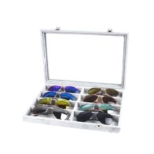Hunyoo-caixa de veludo para óculos, armazenamento de 8 óculos, lentes amarelas de linho/gelo, caixa de joias 2024 - compre barato