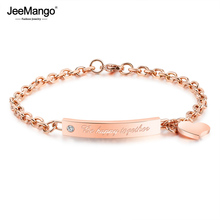 JeeMango романтические браслеты из титановой стали с надписью Love, браслеты с гальваническим покрытием, цвета розового золота, женский браслет-цепочка, ювелирные изделия JB18198 2024 - купить недорого