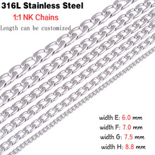 Vintage 6-8.8mm width silver 316L stainless steel chain necklaces stylish pendant necklace men jewelry length customized SNK102 2024 - buy cheap