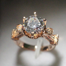2 quilates oro rosa puro 18K estilo antiguo Oxhead fascinante moissanita prueba positiva mujeres anillo de boda gran oferta anillo de oro puro 2024 - compra barato