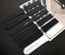 Black 29*19mm nature Silicone rubber watchband watch band for Hublot strap for king power series logo on free tools 24mm buckle 2024 - buy cheap