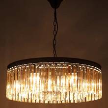 Lâmpada pendente de cristal âmbar vintage e27, lâmpada americana do campo retrô com luzes suspensas para sala de estar, cozinha, iluminação preta de casa de ferro 110-240v 2024 - compre barato