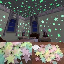 Горячая продажа 100 шт./компл. 3D звезды светится в темноте светящиеся флуоресцентные Пластиковые наклейки на стену 2022 - купить недорого