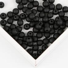 Seleção de contas de pérola em acrílico preto fosco 6-16mm, 15-200 peças, faça você mesmo, contas para pulseiras, fabricação de jóias 2024 - compre barato