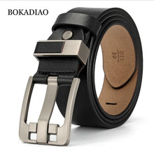 BOKADIAO-Cinturón de cuero genuino para hombre, hebilla de Pin de aleación vintage, de piel de vaca negra, cinturones de diseñador de lujo de alta calidad 2024 - compra barato