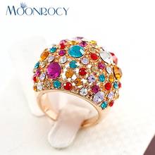 MOONROCY Free shipping fashion Jewelry Wholesale rose gold Color Zirconia Crystal Rings Wedding Party Rings for women gift 2024 - buy cheap