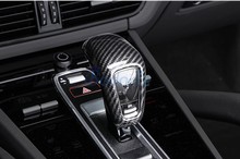 Interior do carro de fibra carbono cor botão da engrenagem capa alça shift overlay estilo do carro 2018 2019 para porsche cayenne acessórios 2024 - compre barato