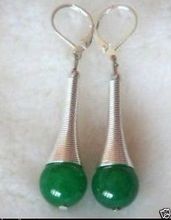 Fashion Long horn shape natural green jade earring Pair  style Fine jewe Noble Natural jade FREE SHIPPING 2024 - buy cheap