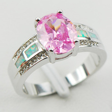 Pink Crystal Zircon White Fire Opal 925 Sterling Silver Woman Ring Size 6 7 8 9 10 R1183 2024 - buy cheap