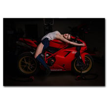 Sexy Girl With Red  Motorcycle Wall Posters and Prints Canvas Art paintings For Living Room Decor 2024 - buy cheap