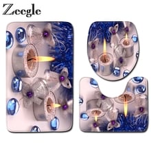 Zeegle Chirstmas Mat For Bathroom Shower Room Carpet Washable Bathroom Carpet Set Toilet Lid Cover Bath Rug Non-slip Bath Mat 2024 - buy cheap