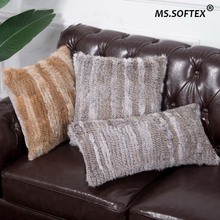 Ms. softex capa de travesseiro de pele natural, feito a mão, coelho real, capa de almofada de pele, decoração de casa, frete grátis 2024 - compre barato