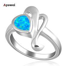 Estilo simples venda quente anéis azul fogo opala prata cor carimbado anel eua tamanho #7 #8 #6.5 moda jóias or514a 2024 - compre barato