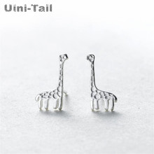 Uini-tail-pendientes en forma de jirafa de animales para mujer, de Plata de Ley 925, accesorios sencillos y dulces, antialérgicos 2024 - compra barato